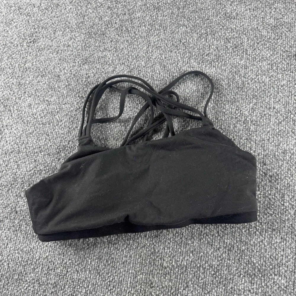 Athleta Sports Bra Womens M Black Strappy Crossback Mesh Lined Athletic